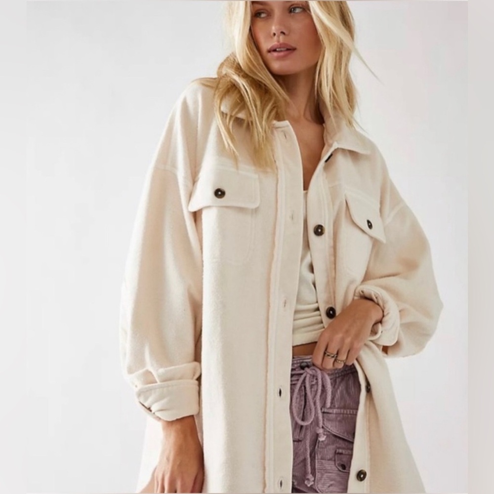 Free People Ruby Button Down Oversized Jacket